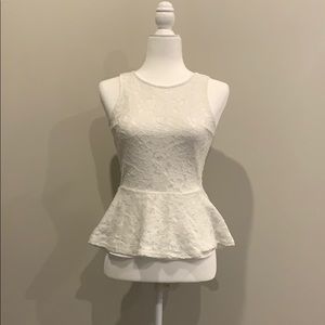 H & M Divided white lace peplum tank top